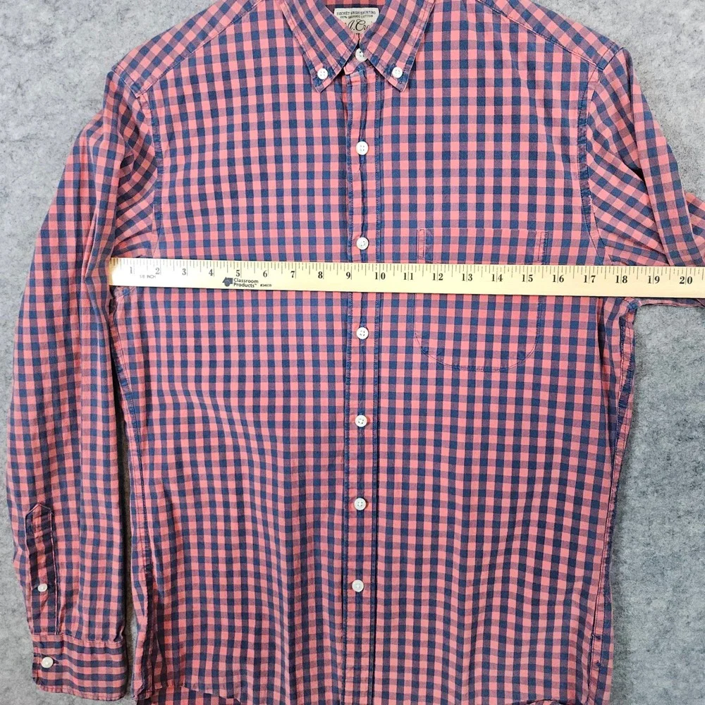 J Crew Men's Blue & Red Checks Classic Shirt Size S Organic Cotton Blend Stretch